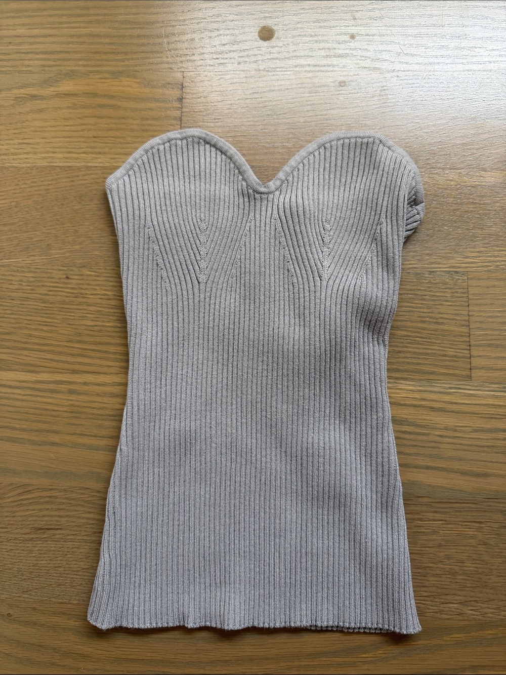 H&M Ribbed Strapless Sweetheart Neck Tank Top - Taupe